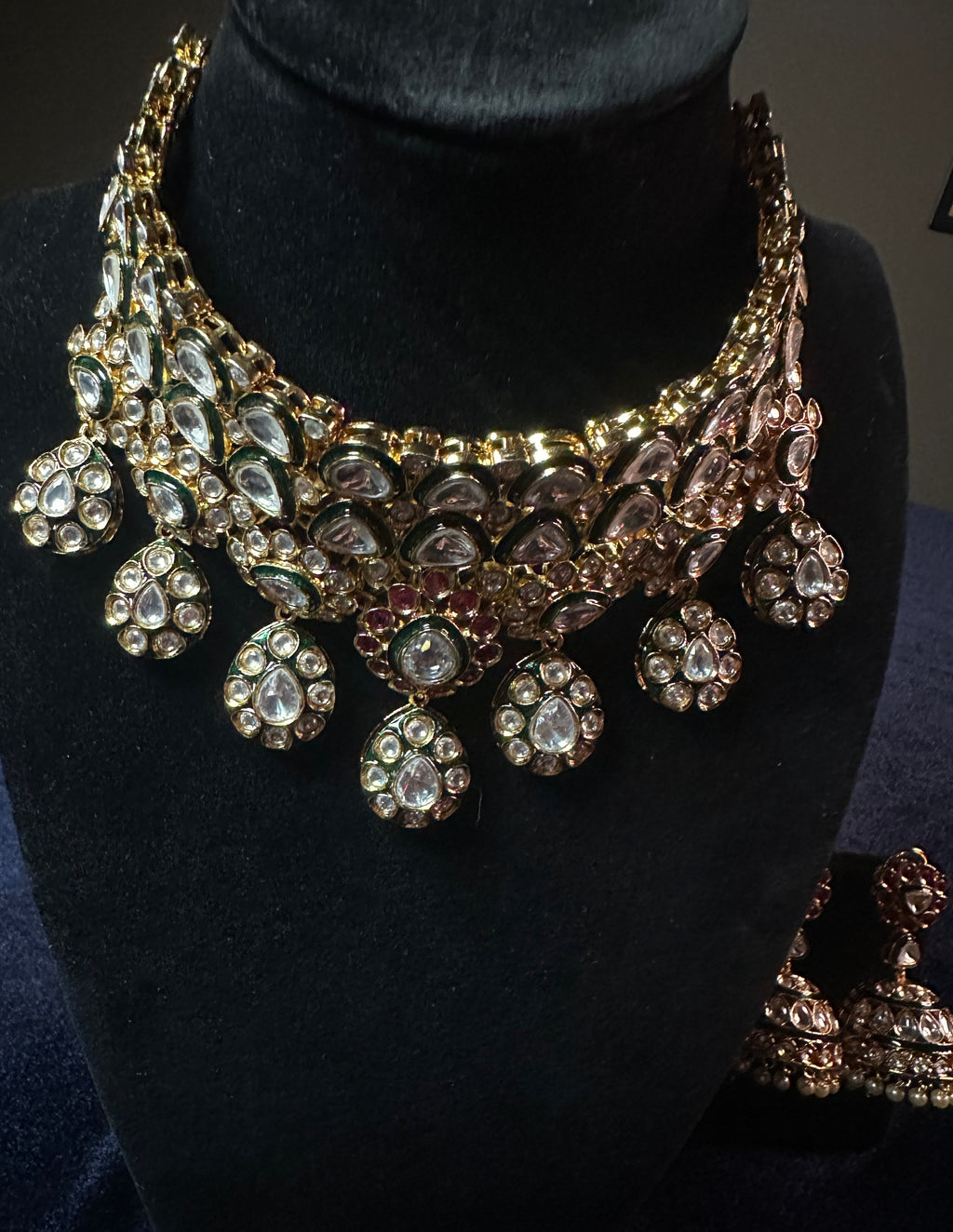 Uncut Polki Kundan Bridal Choker Set with Ruby Accents & Jhumka Earrings