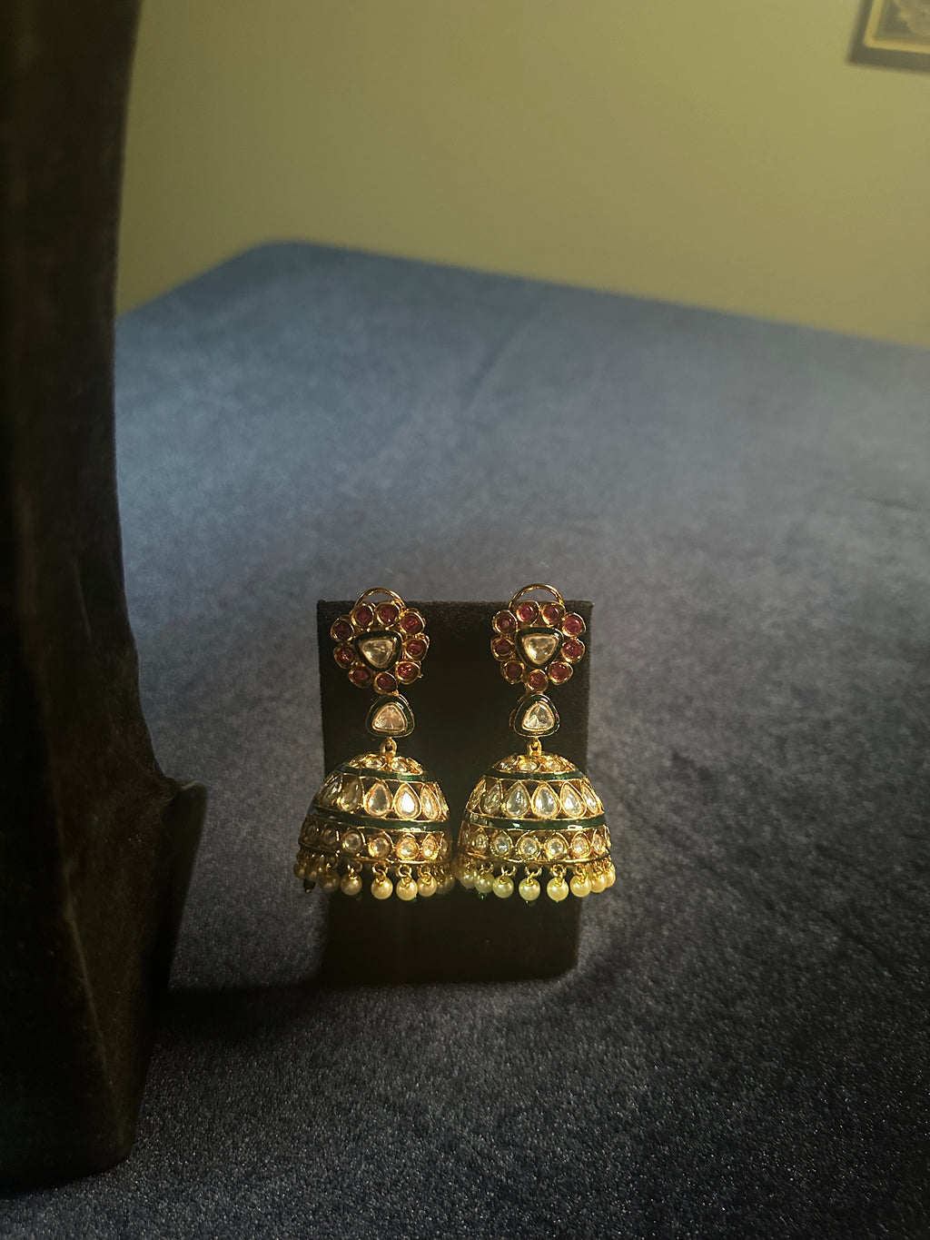 Uncut Polki Kundan Bridal Choker Set with Ruby Accents & Jhumka Earrings