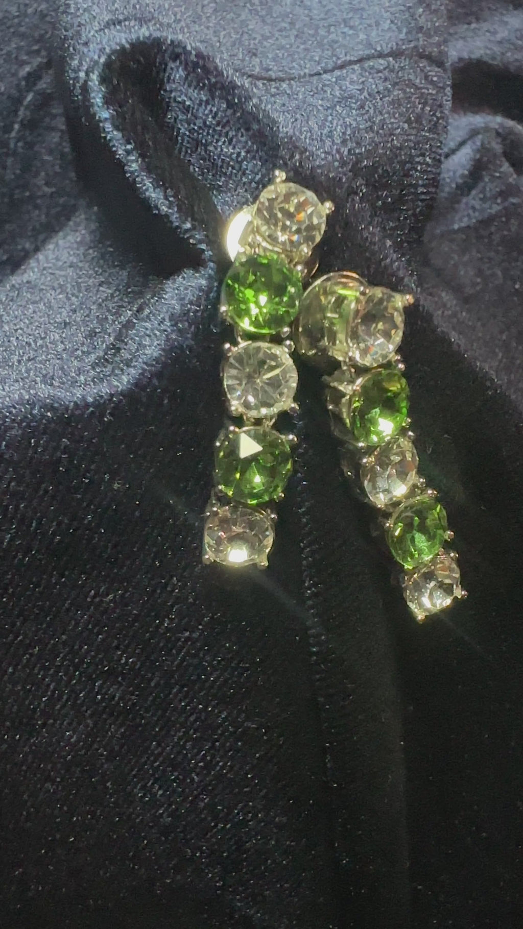 Silver-Plated Apple Green Crystal Tennis Necklace & Drop Earrings Set